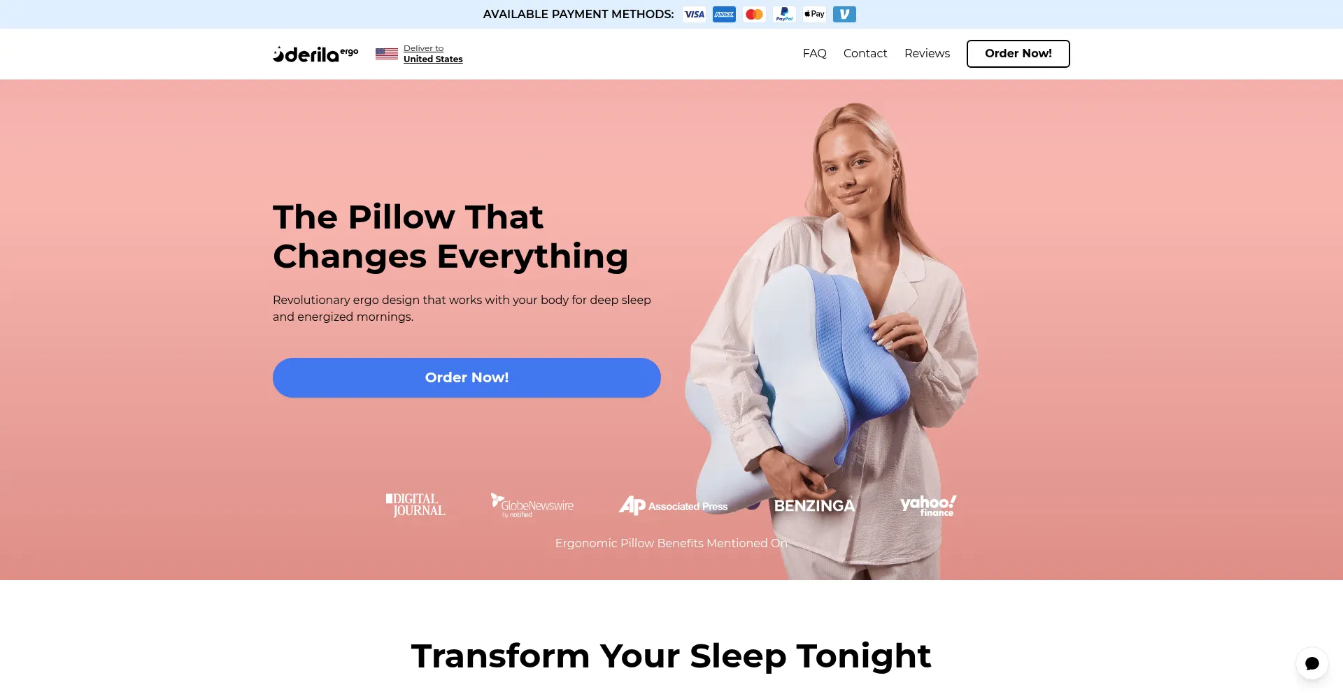 Screenshot of get-derila-ergo.com homepage