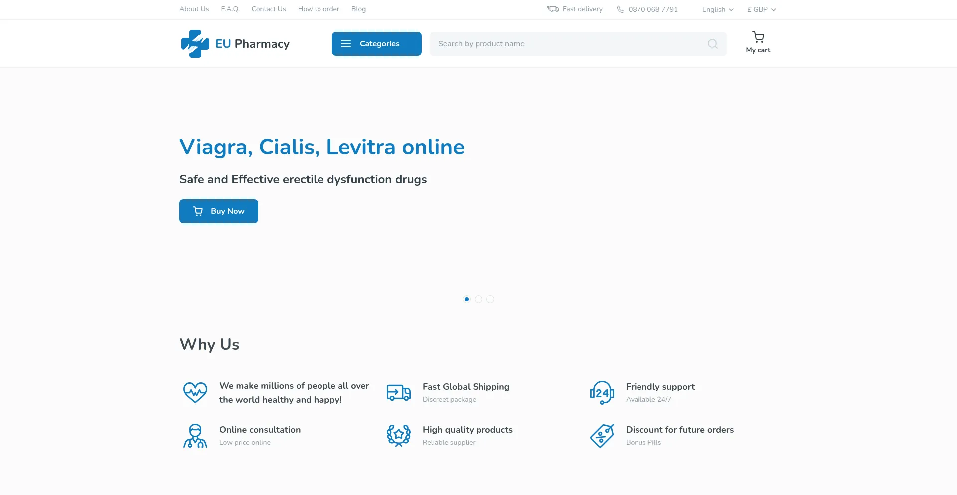 Screenshot of getmypills.eu homepage
