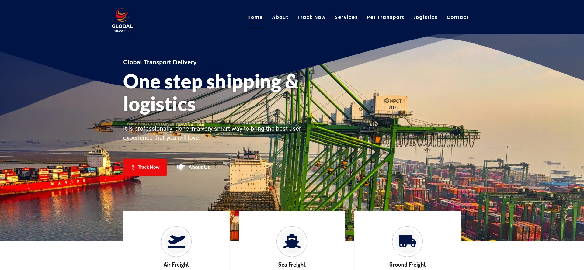 Screenshot of globaltransportdeliveryagency.com homepage