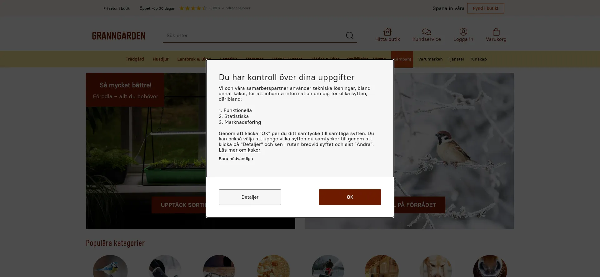 Screenshot of granngarden.se homepage