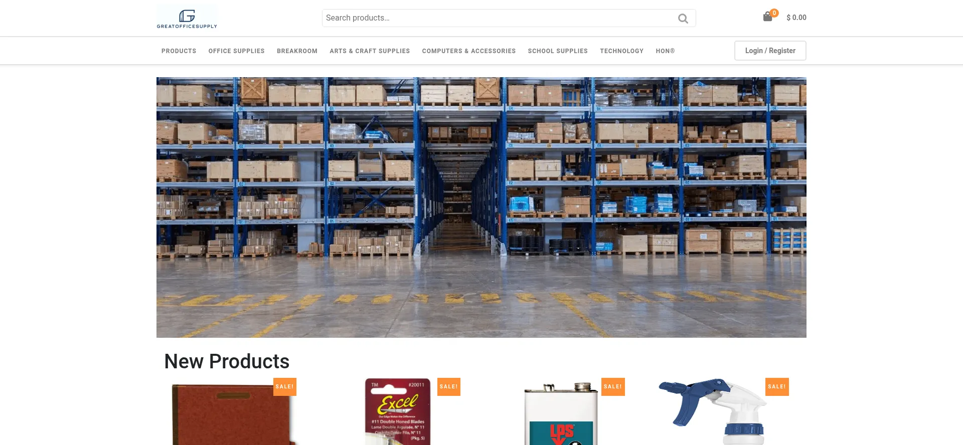 Screenshot of greatofficesupply.com homepage