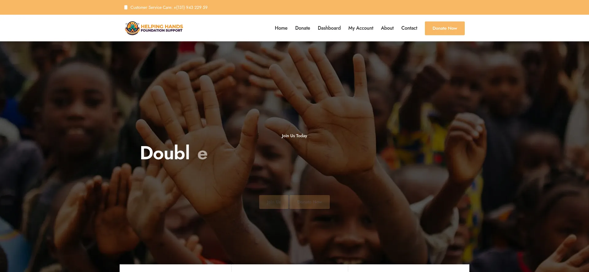 Screenshot of helpinghandsfoundationsupport.org homepage