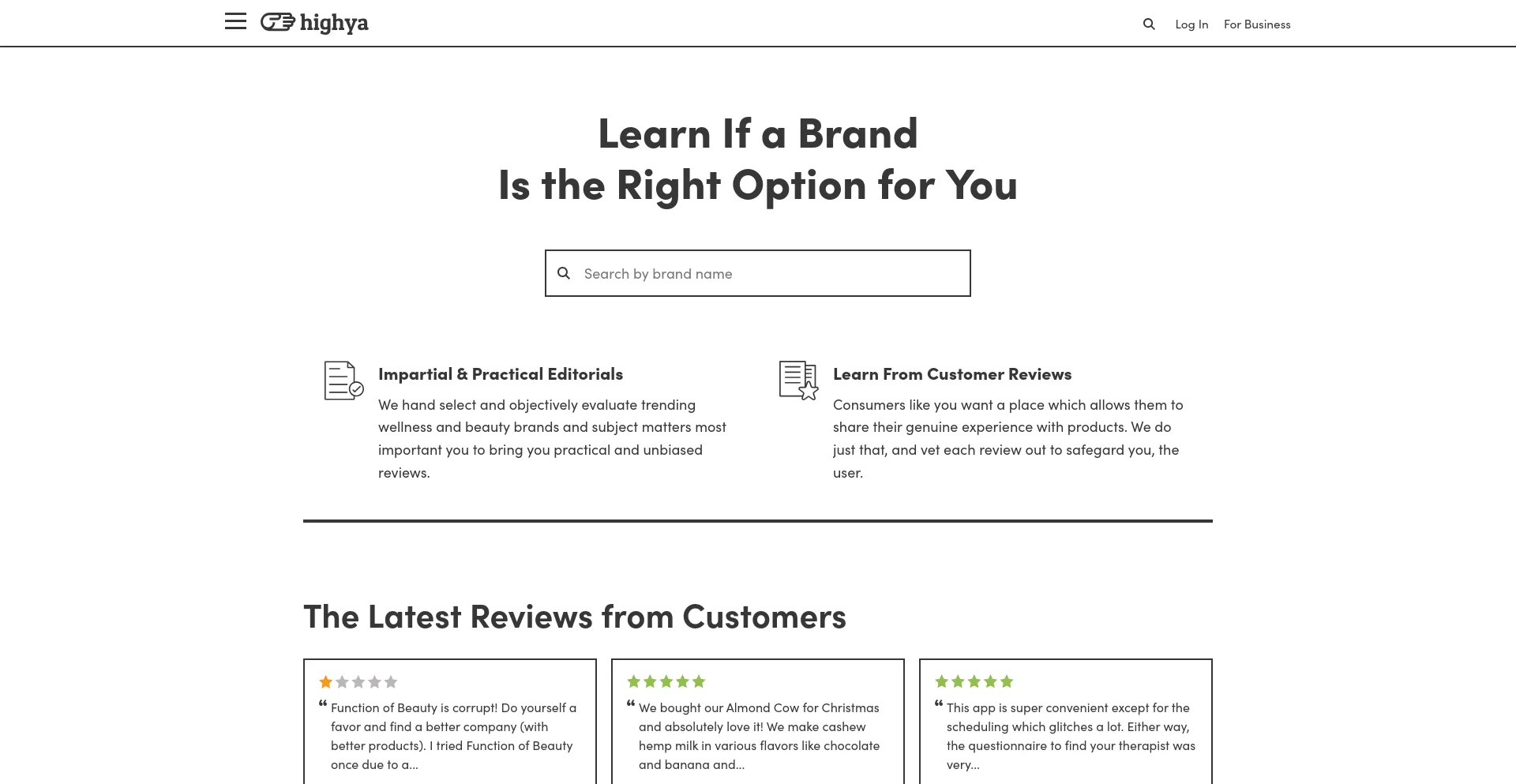 Screenshot of highya.com homepage