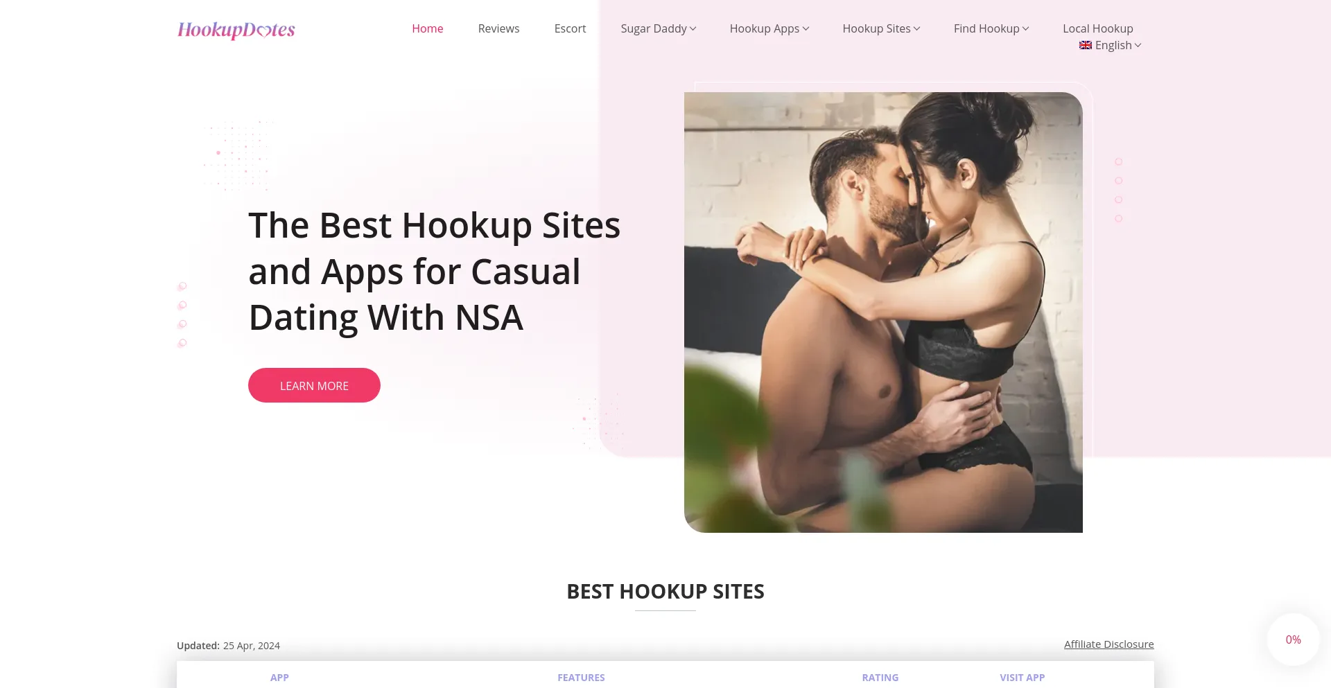 Screenshot of hookupdates.net homepage