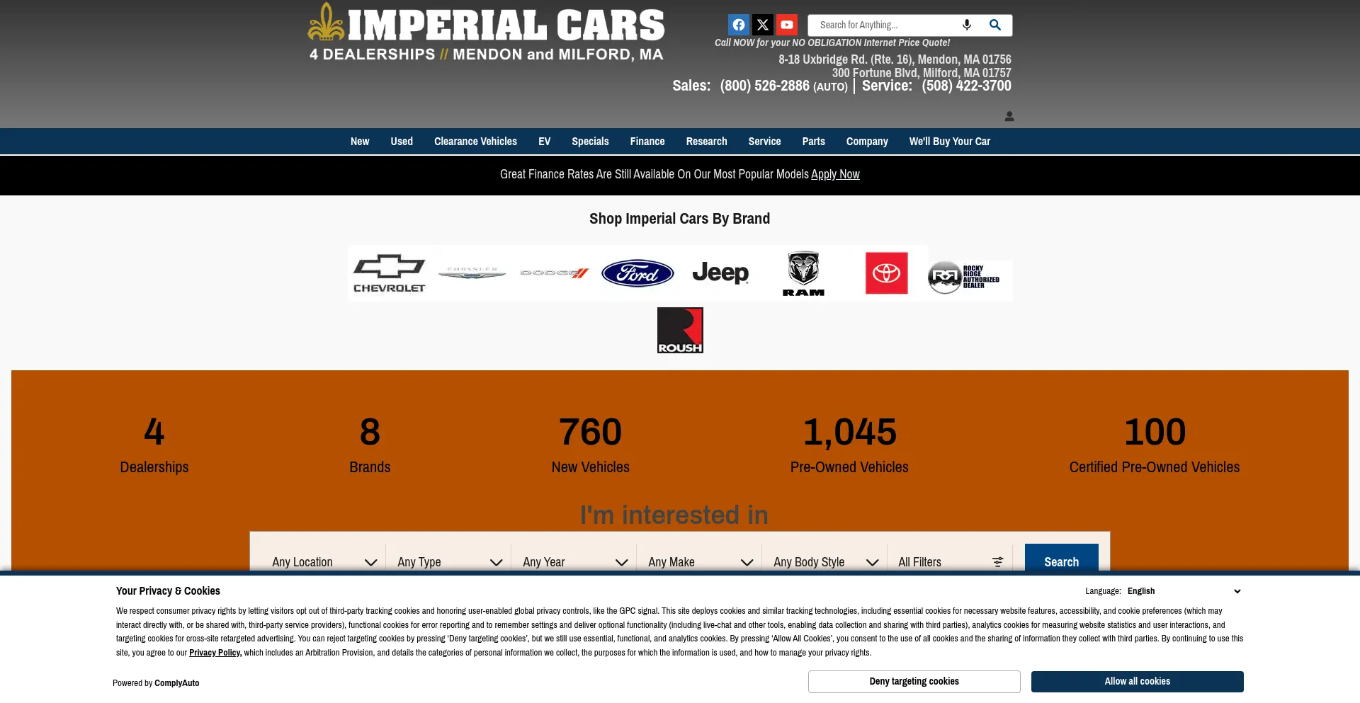 Screenshot of imperialcars.com homepage