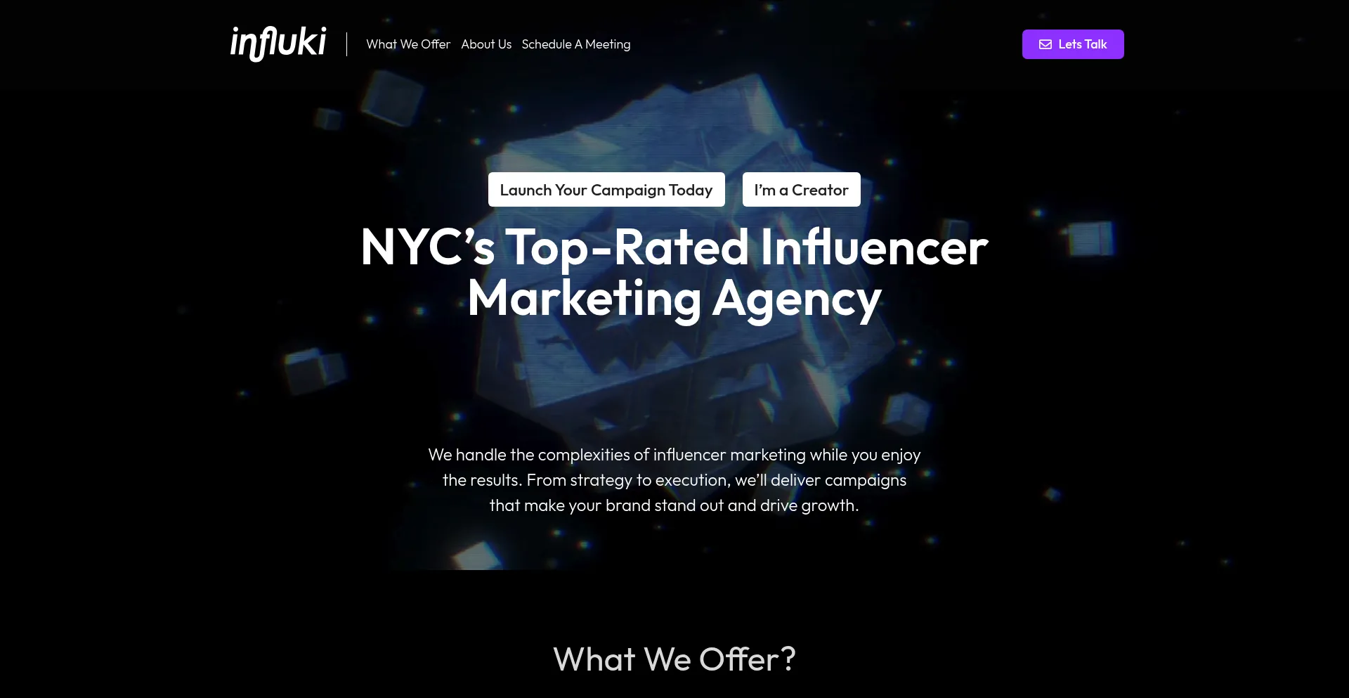 Screenshot of influki.com homepage