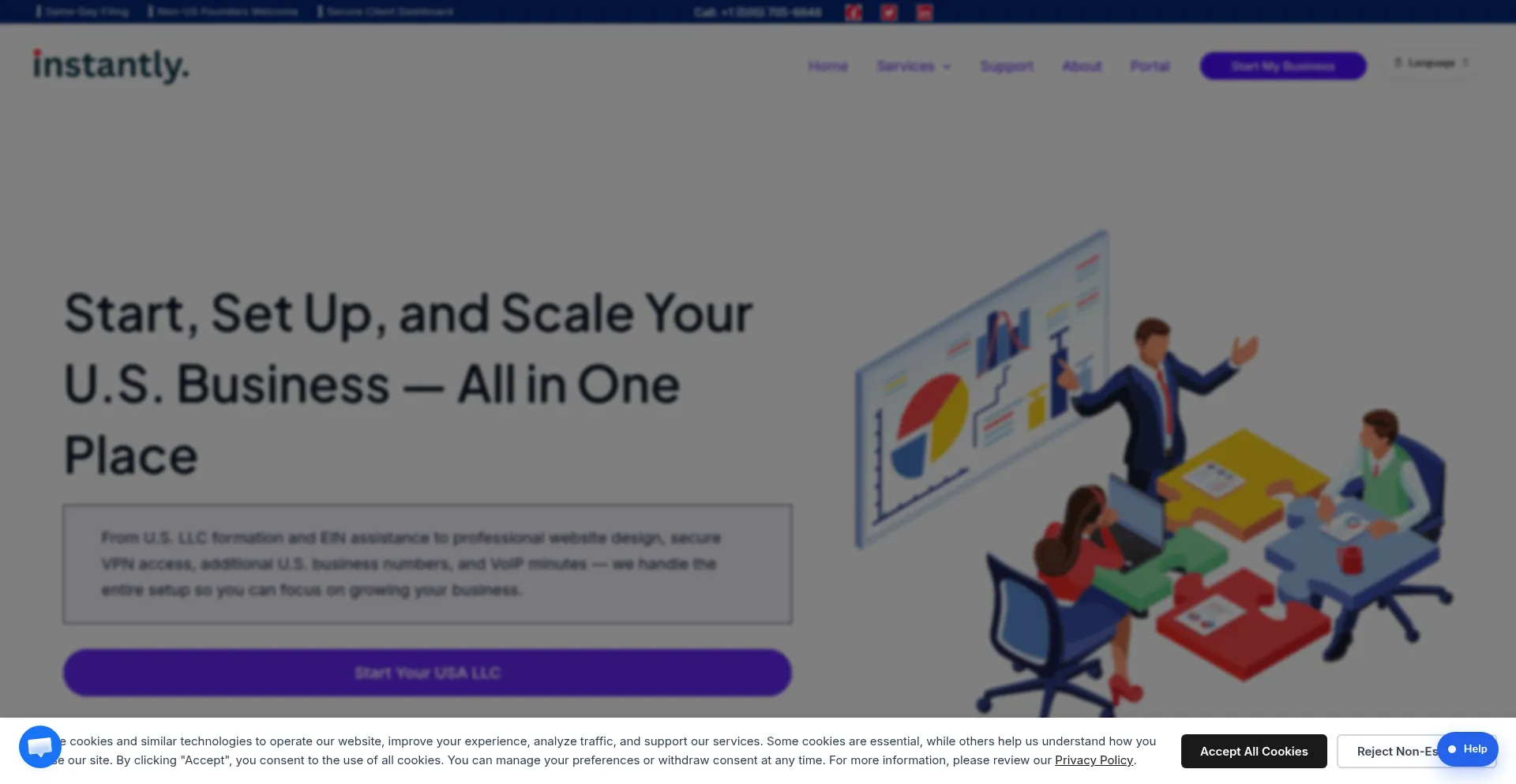 Screenshot of instantly.one homepage