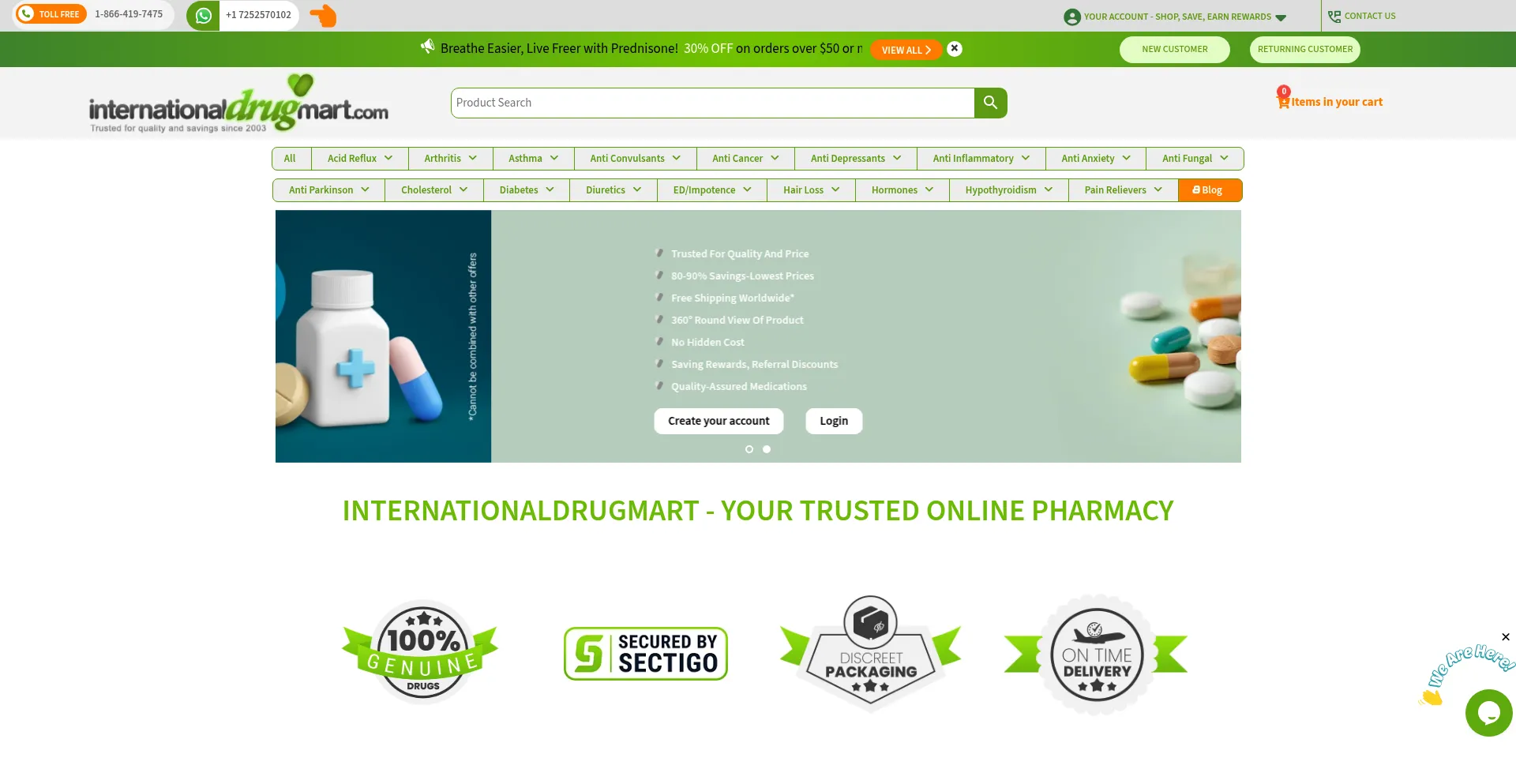 Screenshot of internationaldrugmart.com homepage