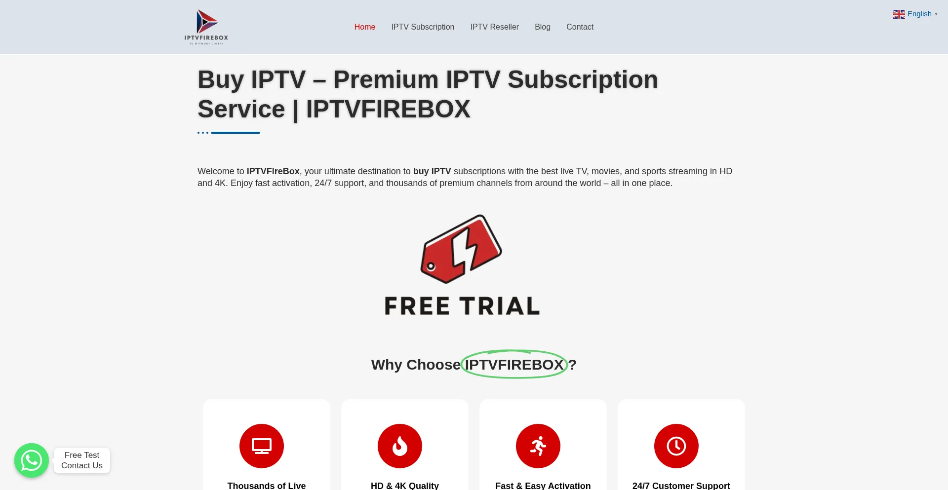 Screenshot of iptvfirebox.com homepage