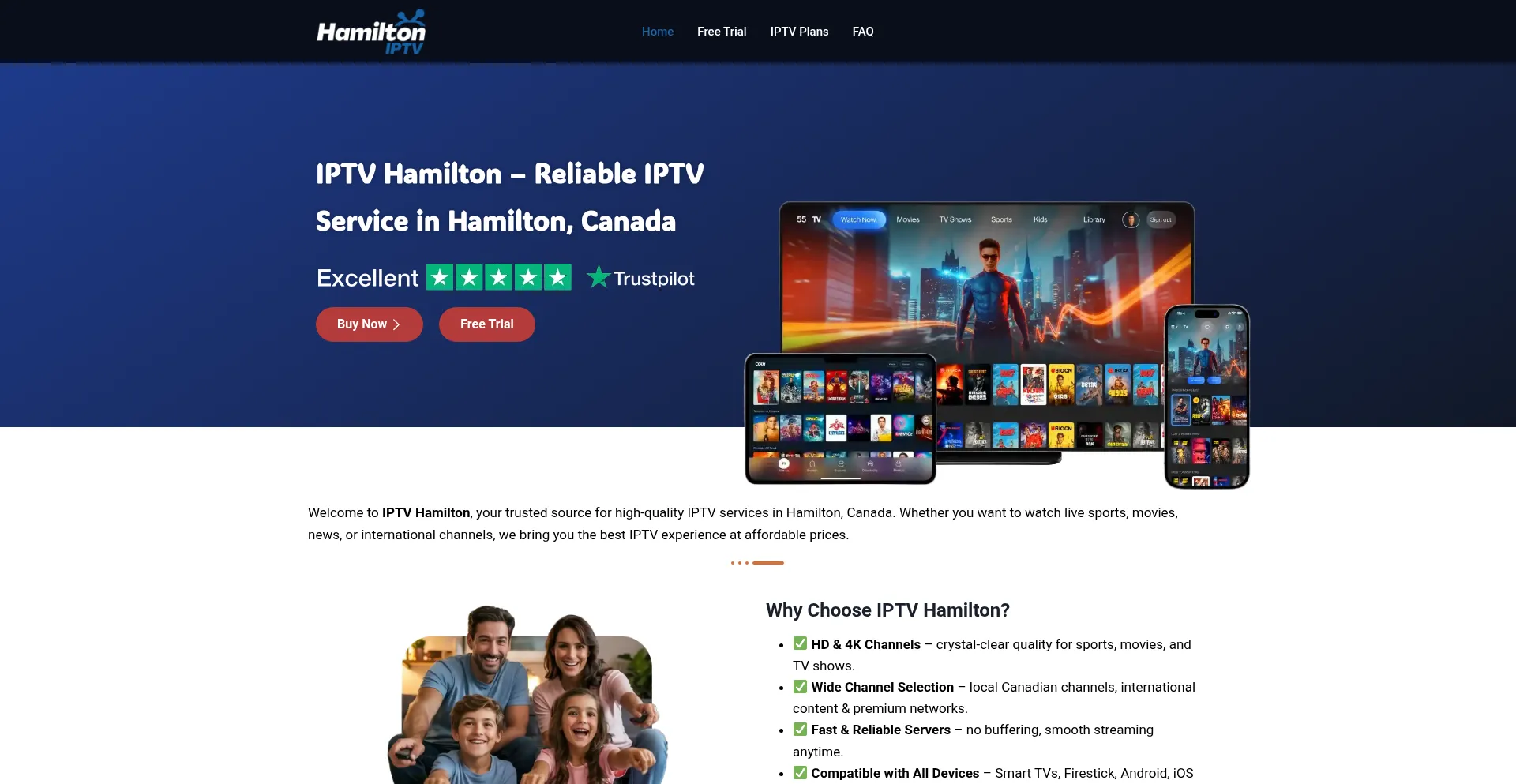 Screenshot of iptvhamilton.com homepage