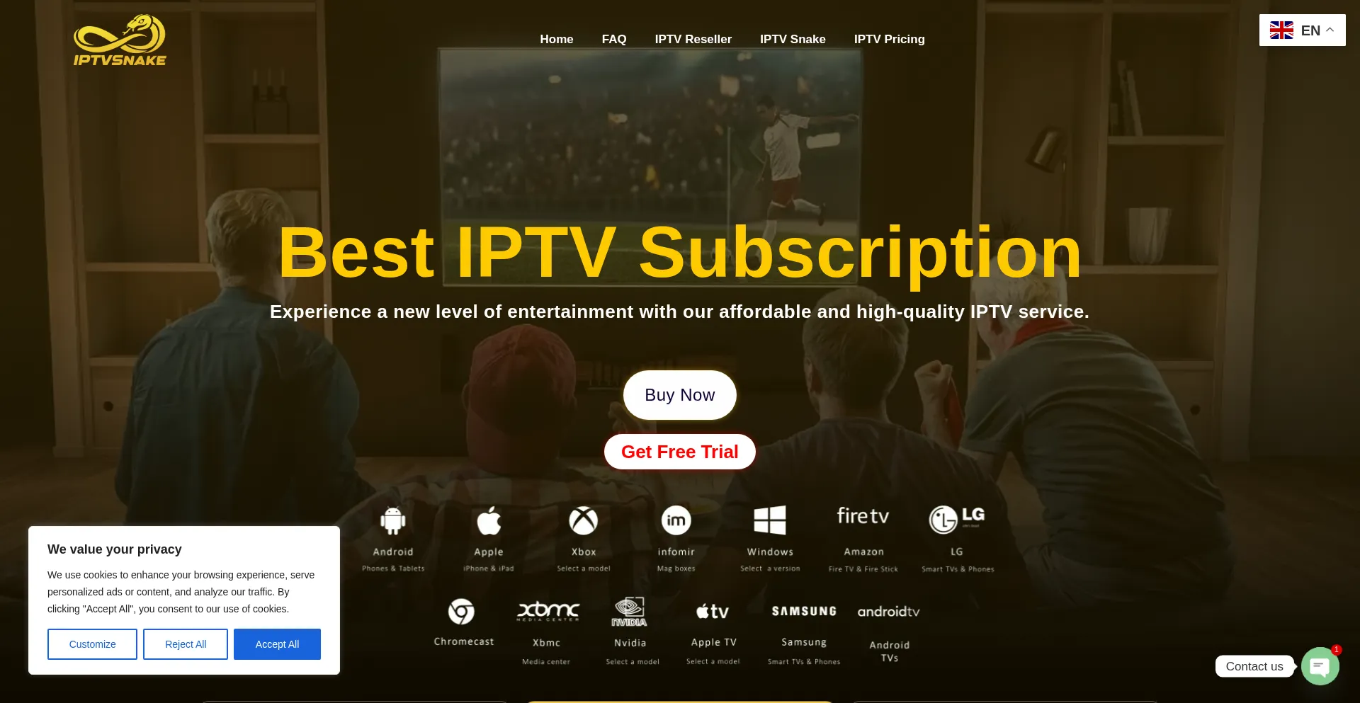 Screenshot of iptvsnake.com homepage