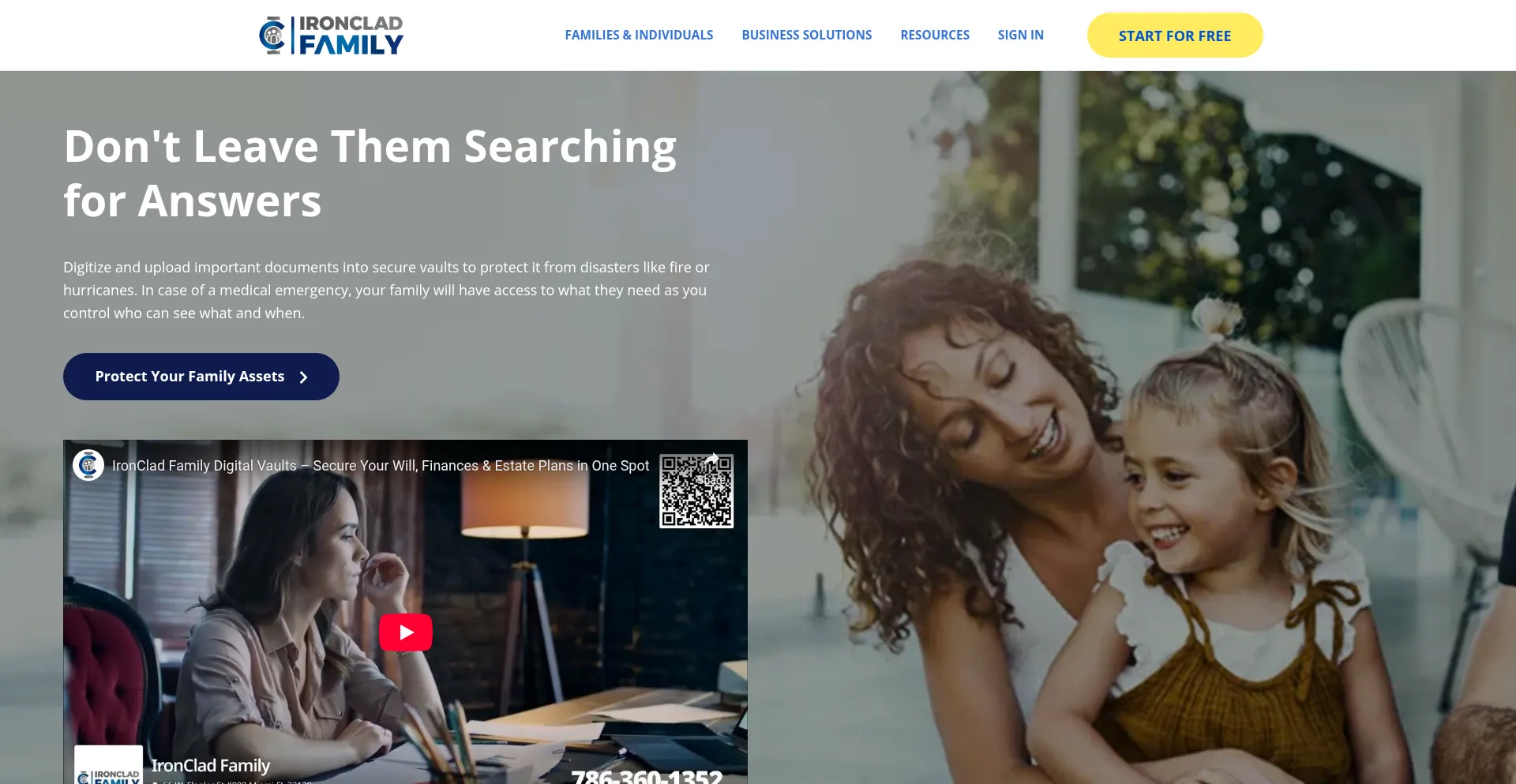 Screenshot of ironcladfamily.com homepage