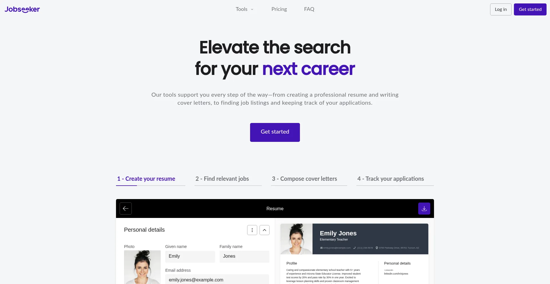 Screenshot of jobseeker.com homepage