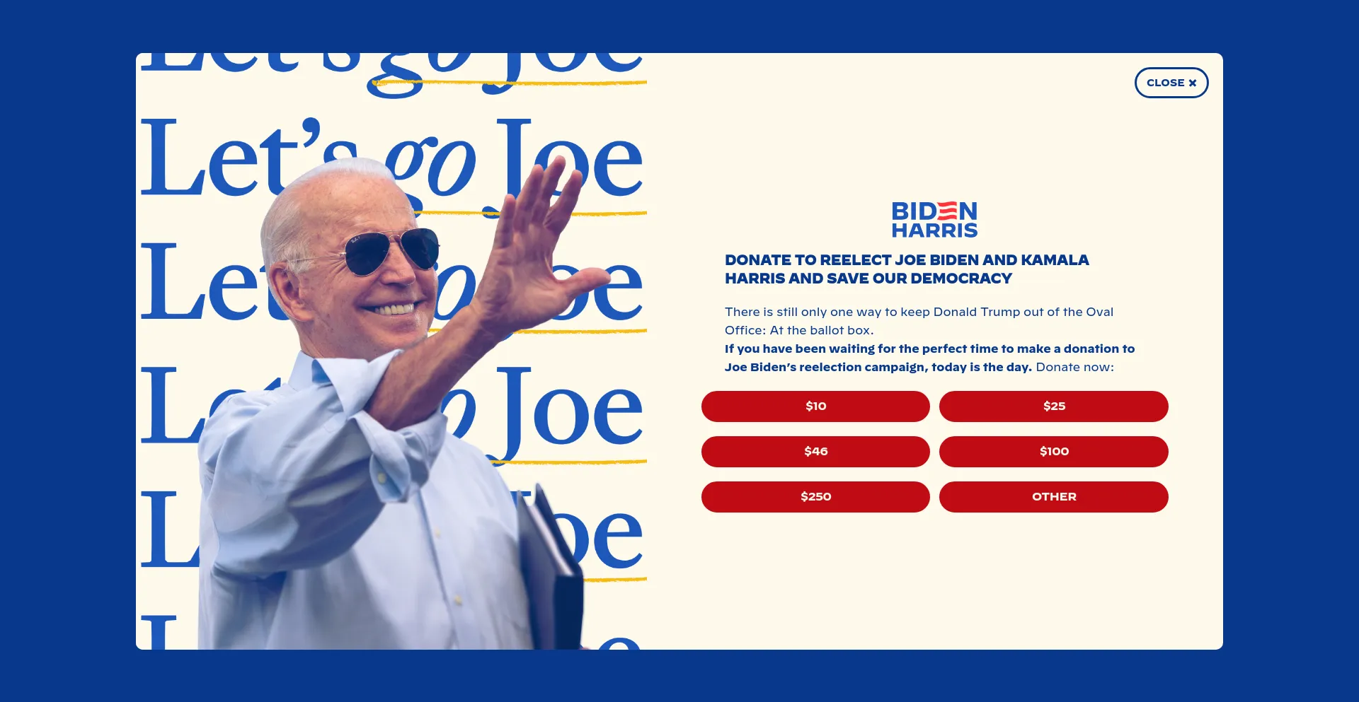 Screenshot of joebiden.com homepage