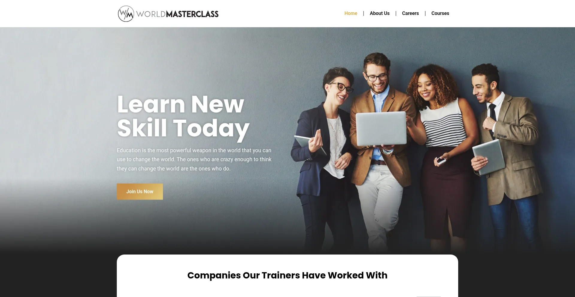 Screenshot of join.worldmasterclass.com homepage