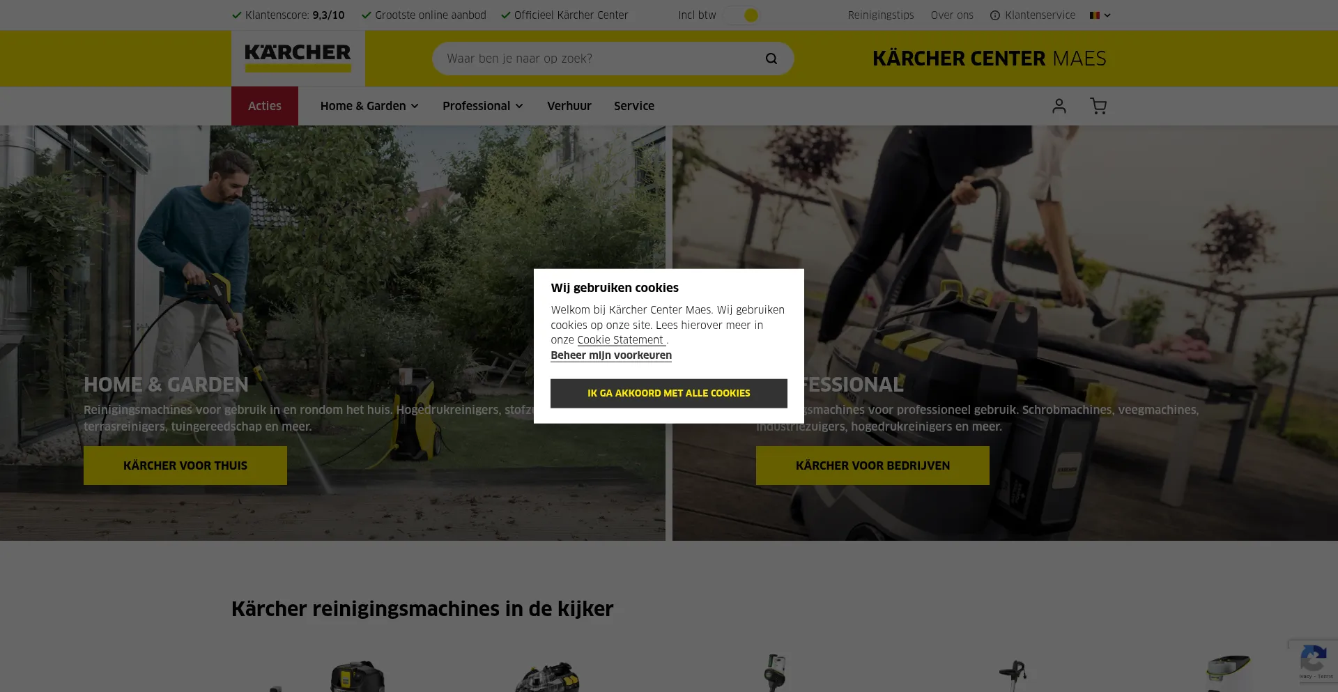 Screenshot of karchercentermaes.be homepage