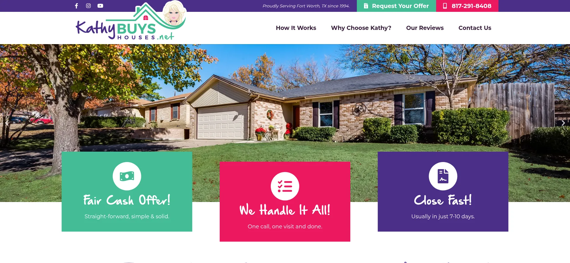 Screenshot of kathybuyshouses.net homepage