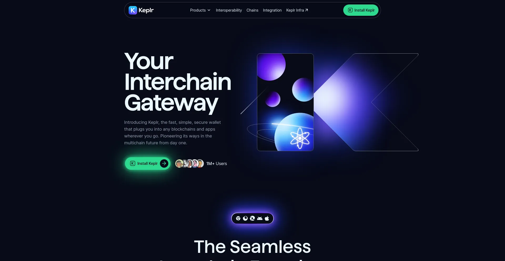 Screenshot of keplr.app homepage