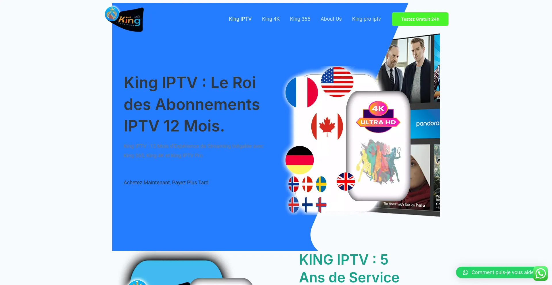 Screenshot of kingiptv.store homepage