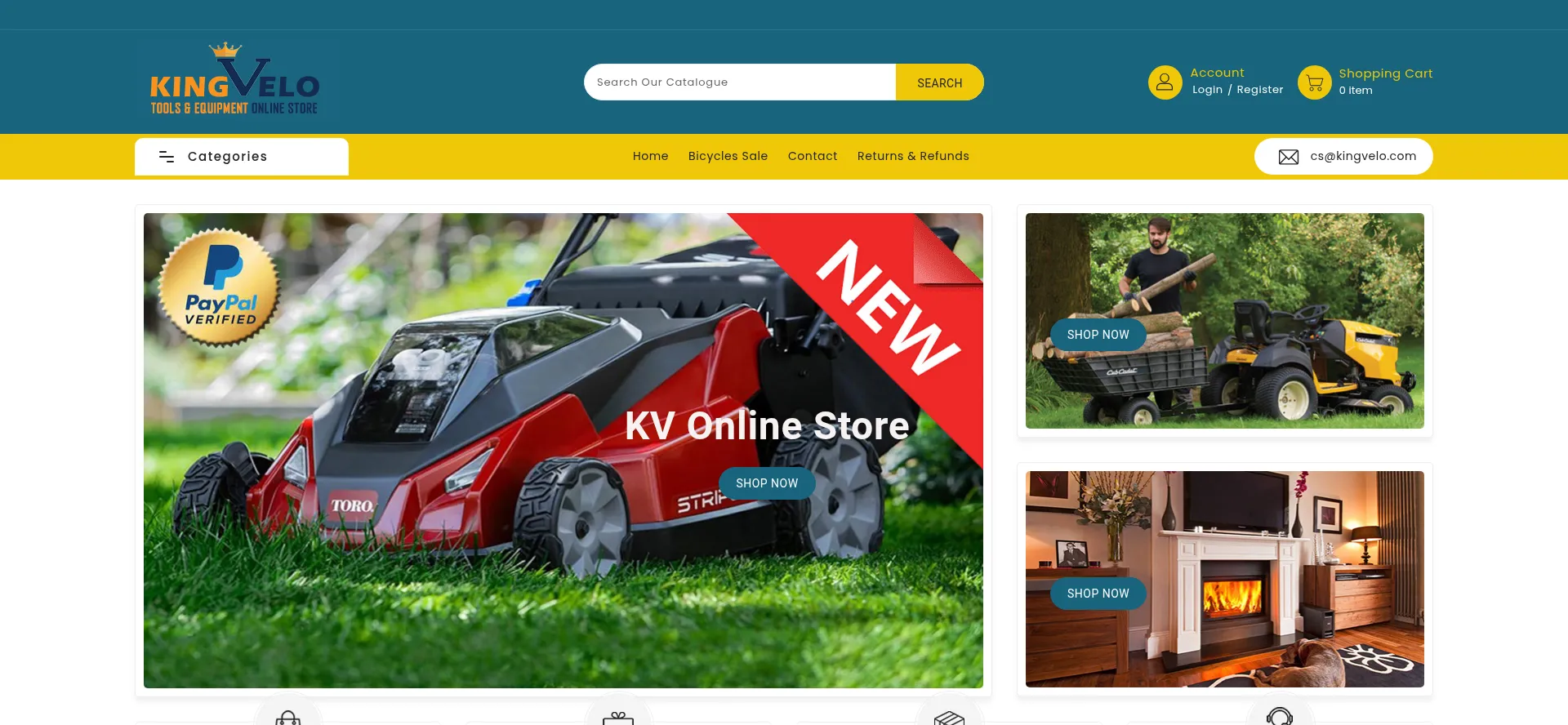 Screenshot of kingvelo.com homepage