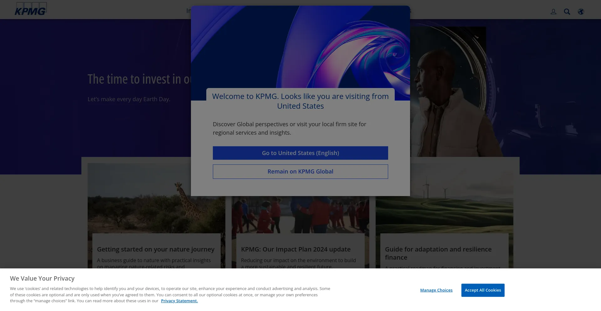 Screenshot of kpmg.com homepage