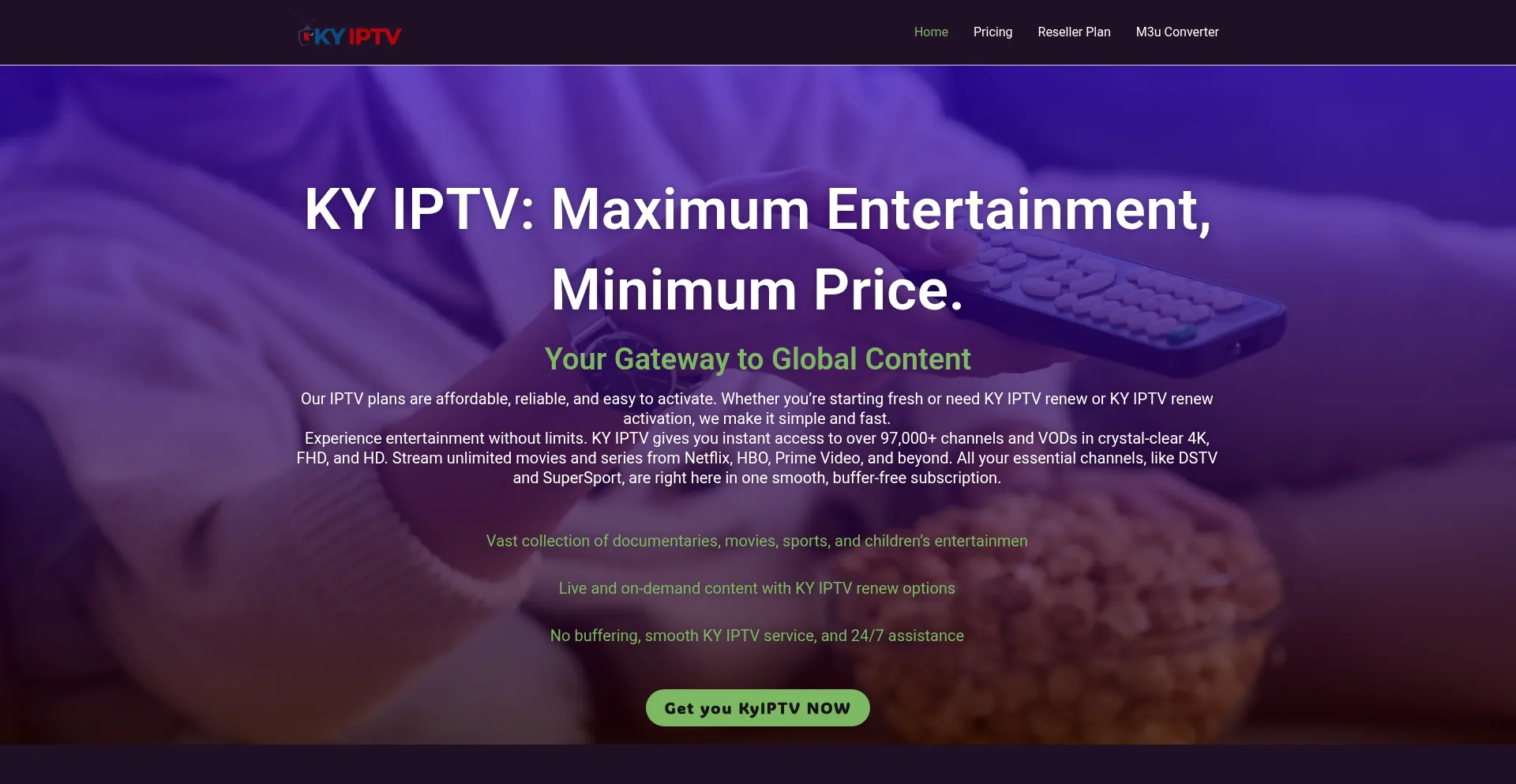 Screenshot of kyiptv.shop homepage