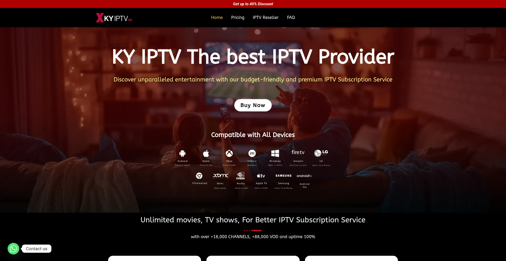 Screenshot of kyiptv.store homepage