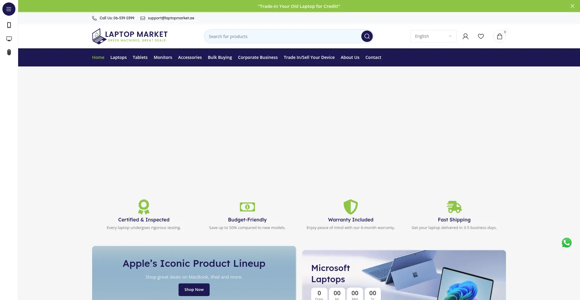 Screenshot of laptopmarket.ae homepage