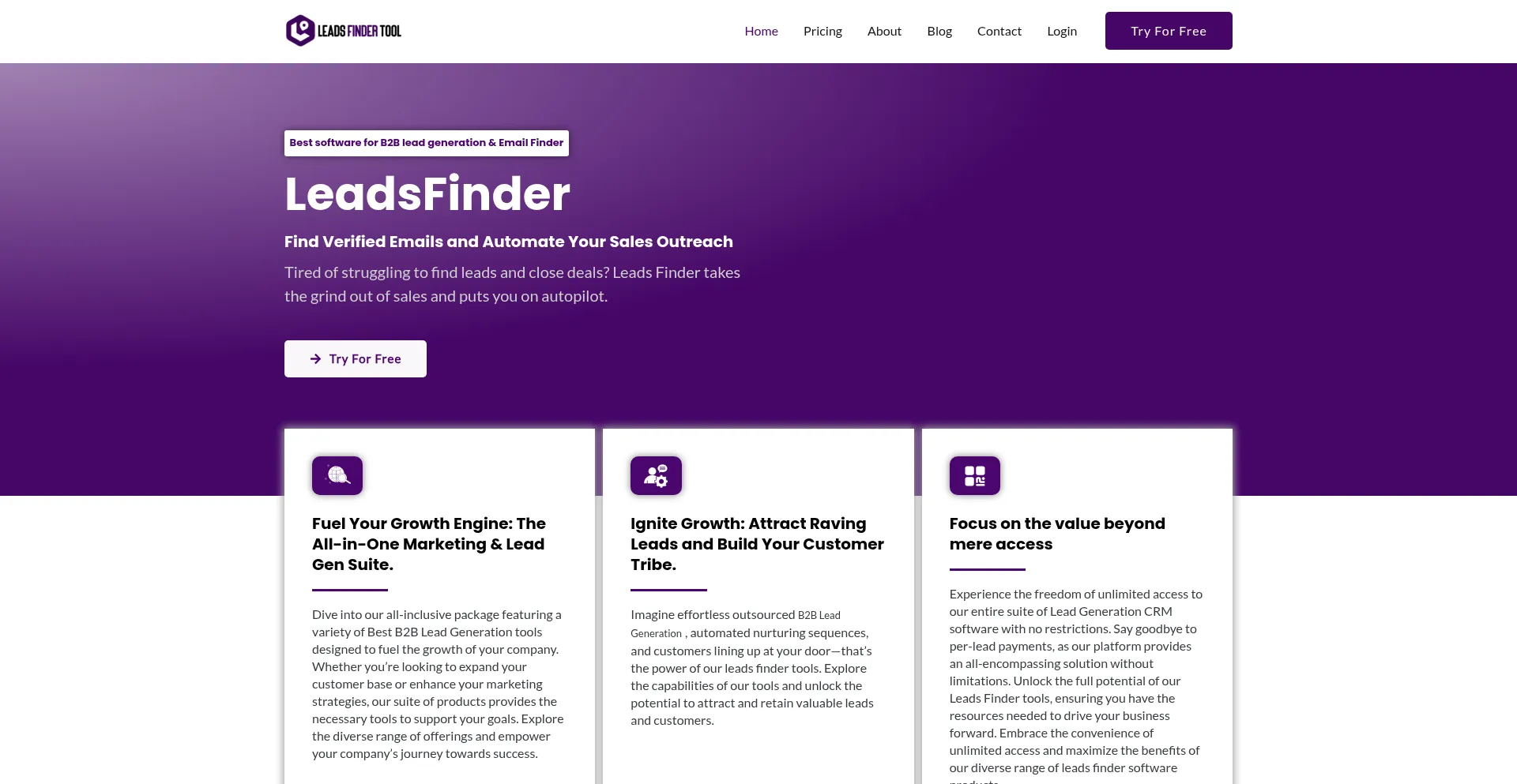 Screenshot of leadsfinder.tools homepage