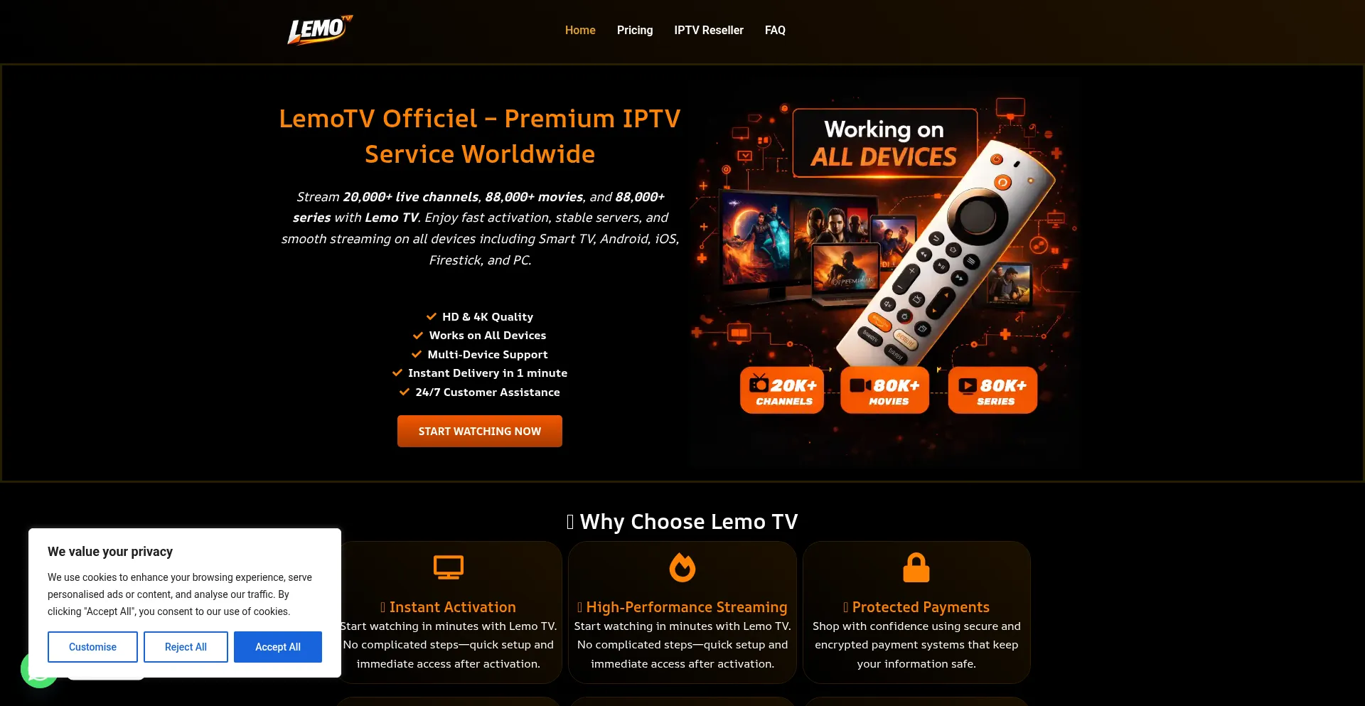Screenshot of lemotv.store homepage