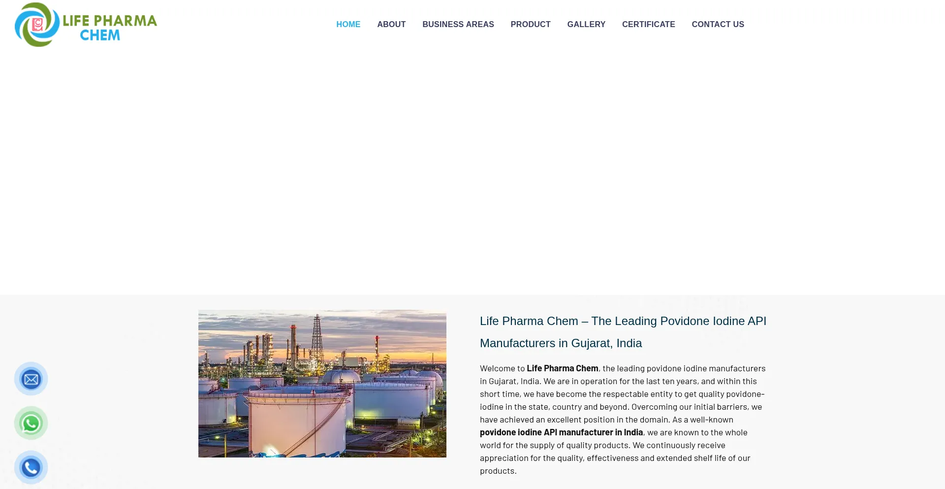 Screenshot of lifepharmachem.co.in homepage