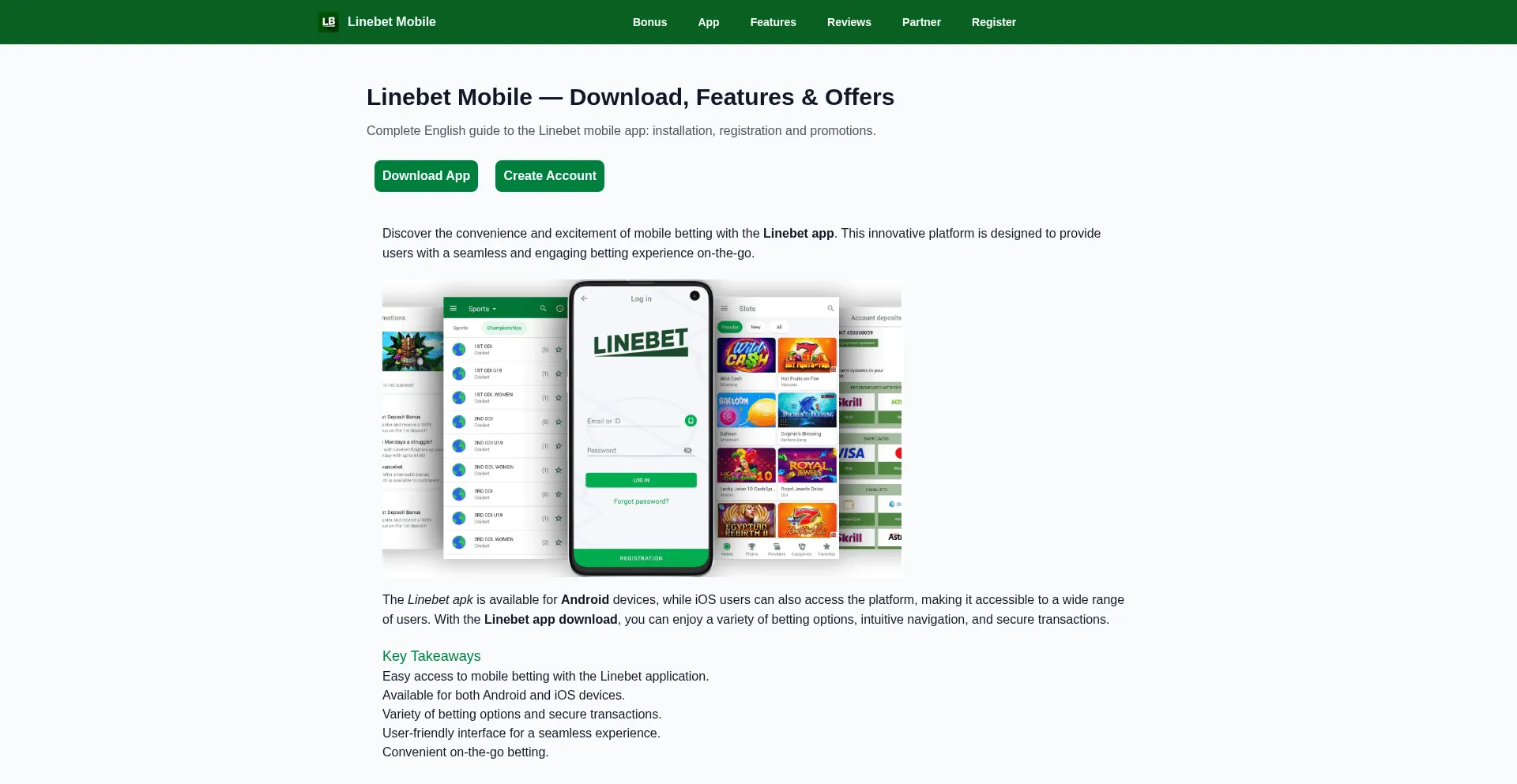 Screenshot of linebet.site homepage