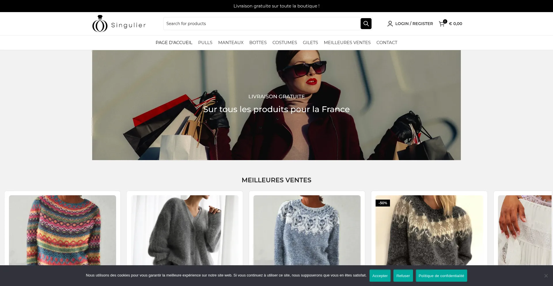 Screenshot of magasinsingulier.com homepage