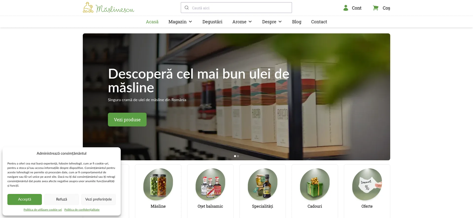 Screenshot of maslinescu.ro homepage