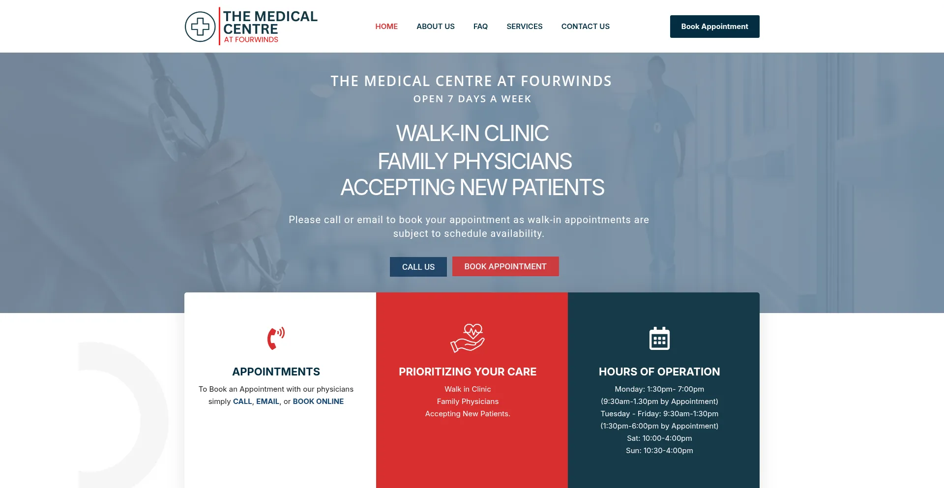 Screenshot of medicalcentre4winds.com homepage