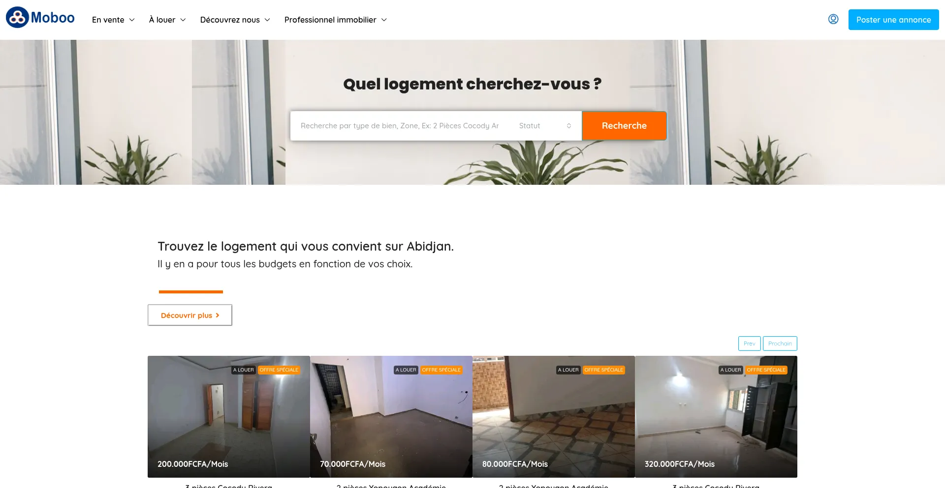 Screenshot of moboo.ci homepage