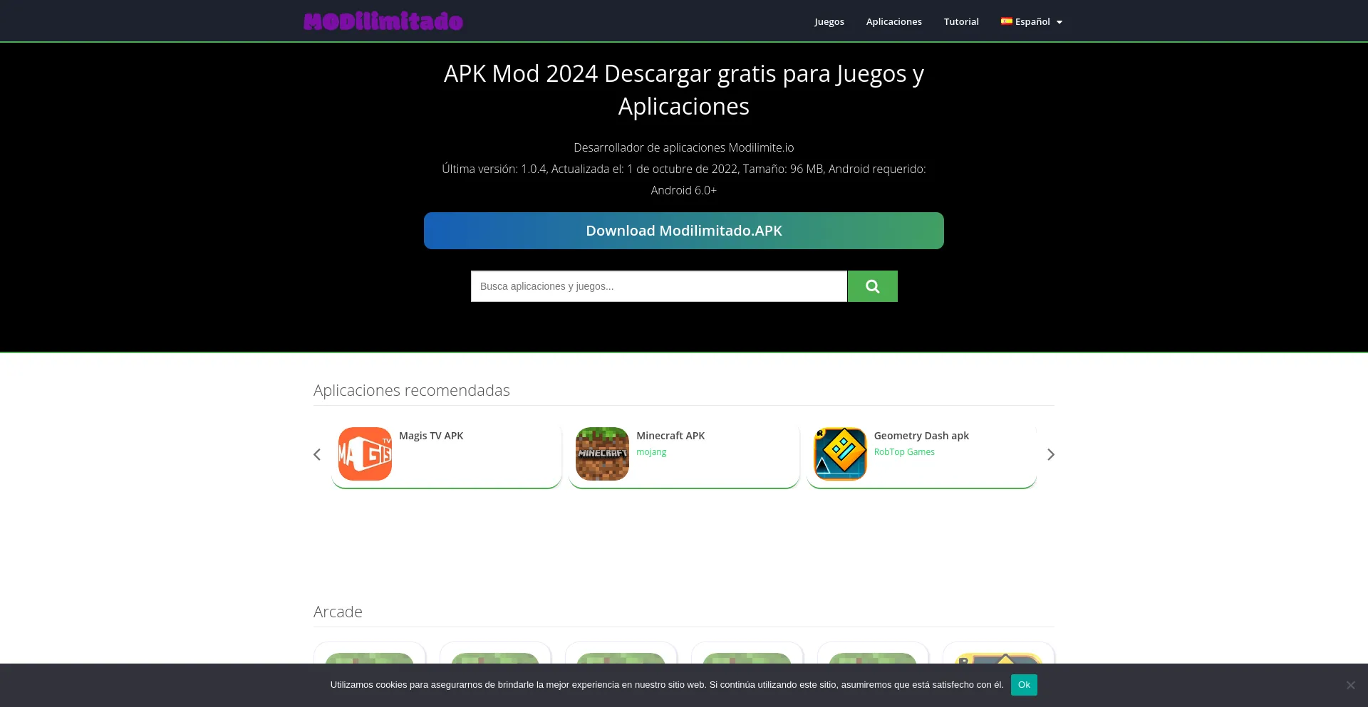 Screenshot of modilimitado.io homepage