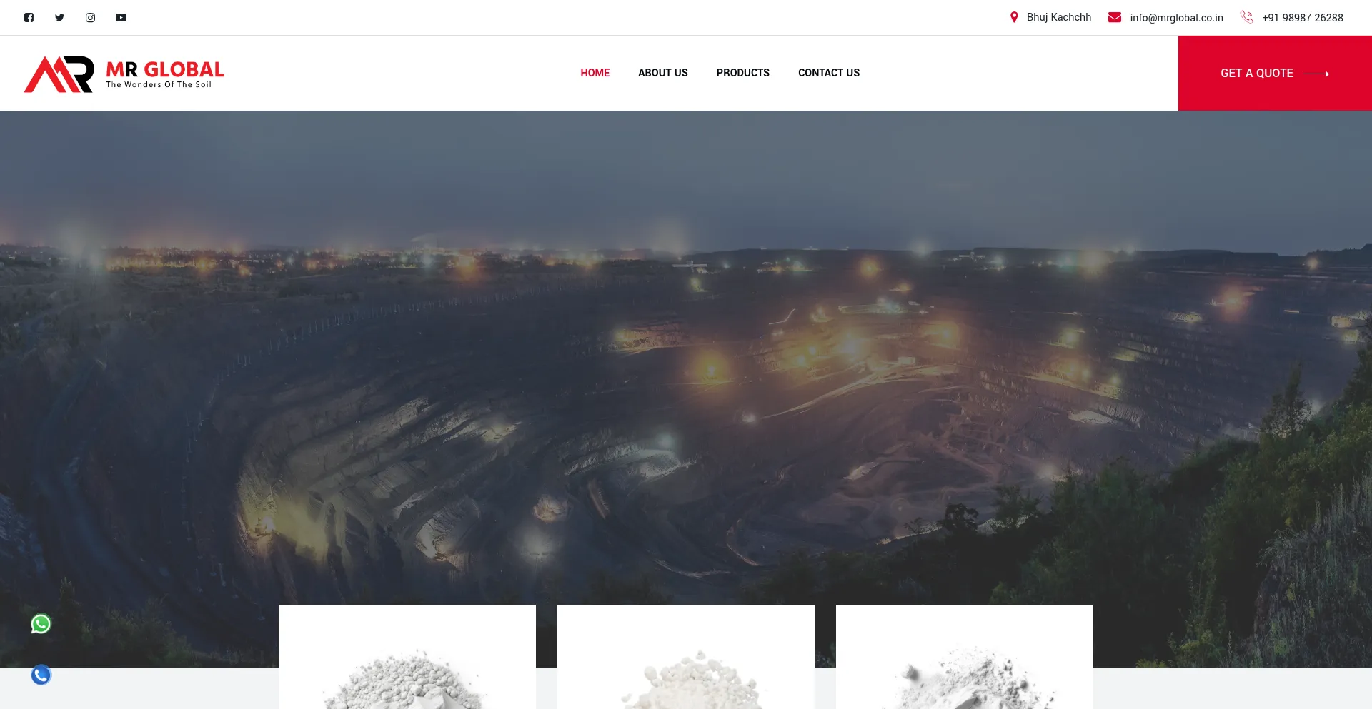 Screenshot of mrglobal.co.in homepage