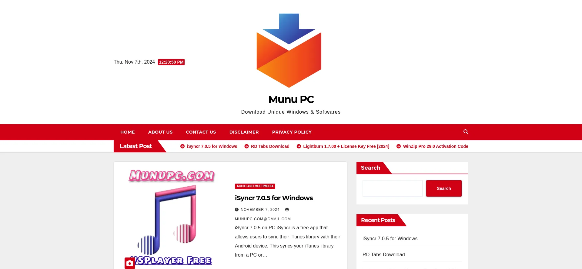 Screenshot of munupc.com homepage