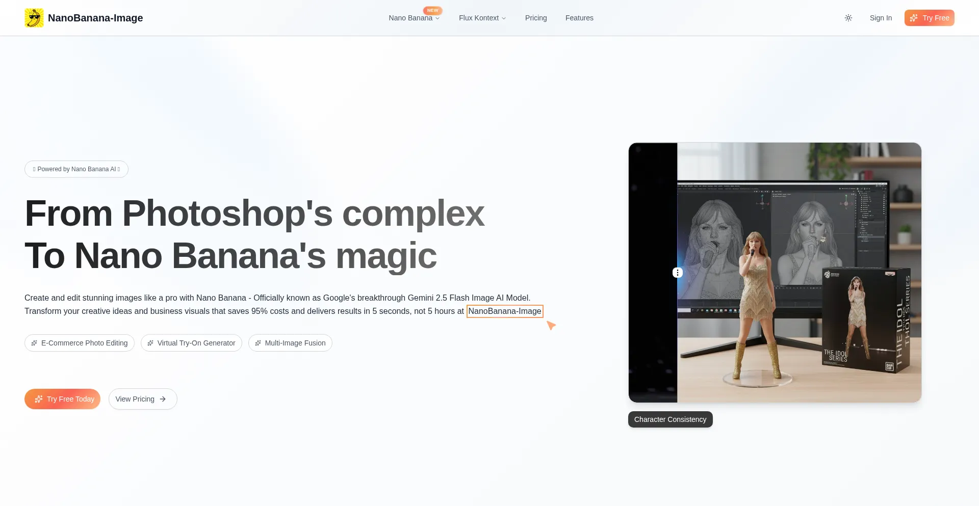 Screenshot of nanobanana-image.com homepage