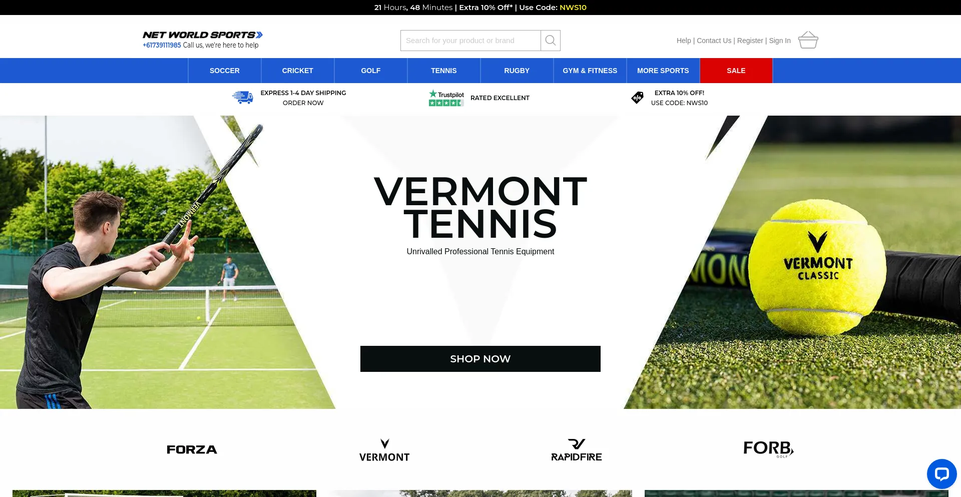 Screenshot of networldsports.com.au homepage