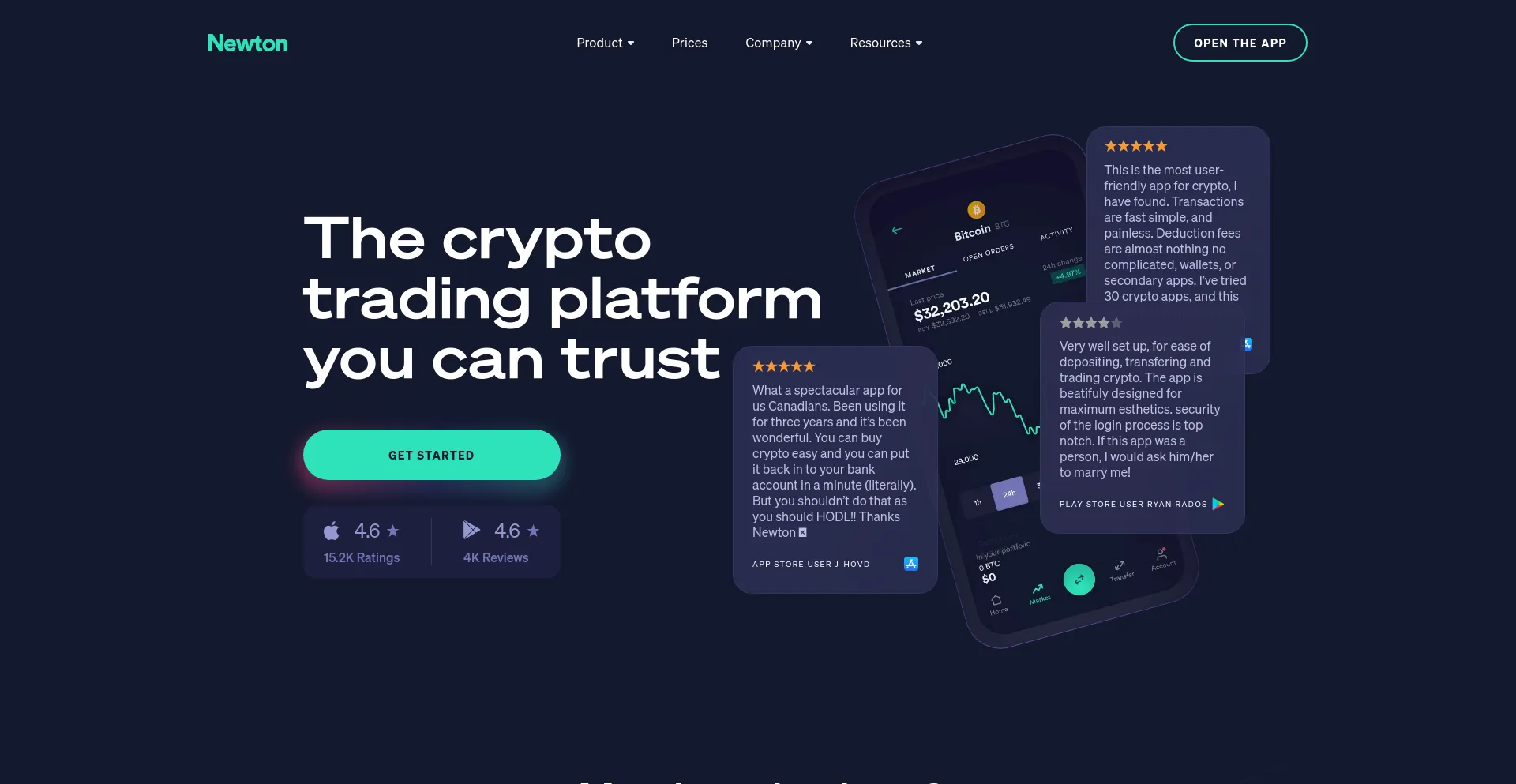 Screenshot of newton.co homepage