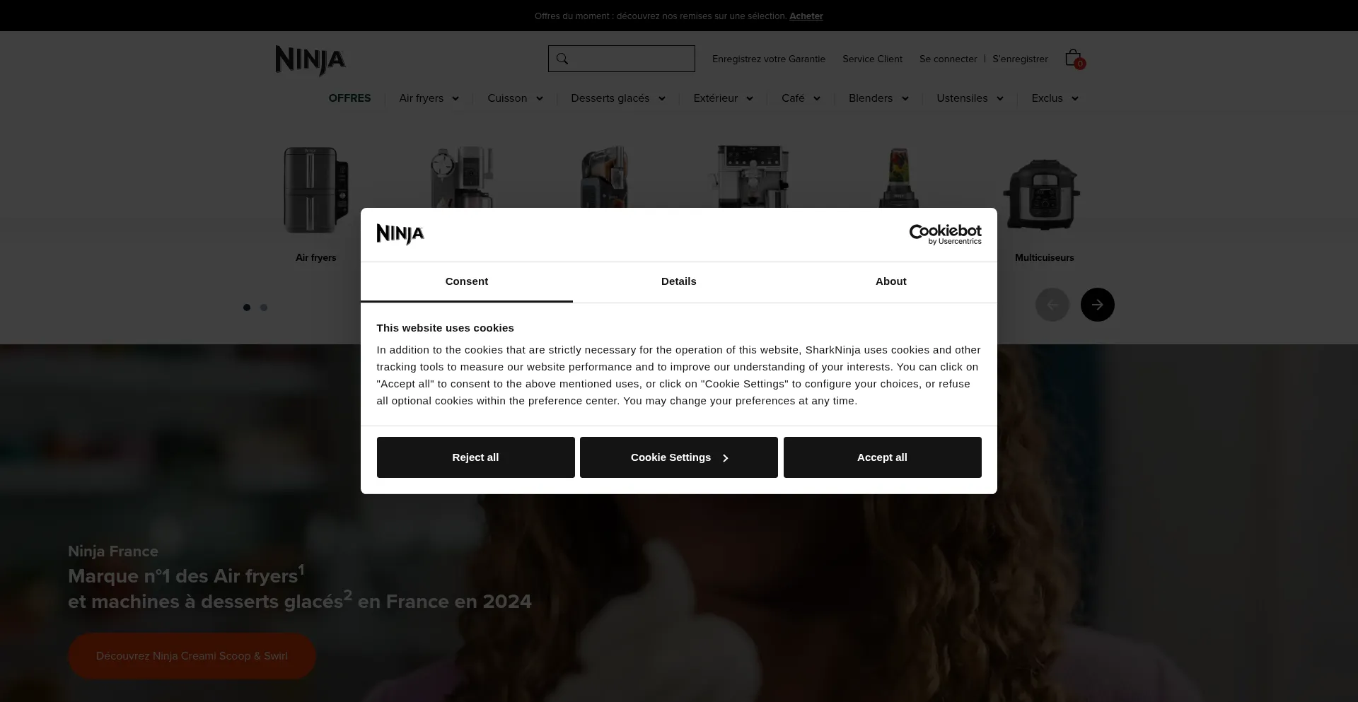 Screenshot of ninjakitchen.fr homepage