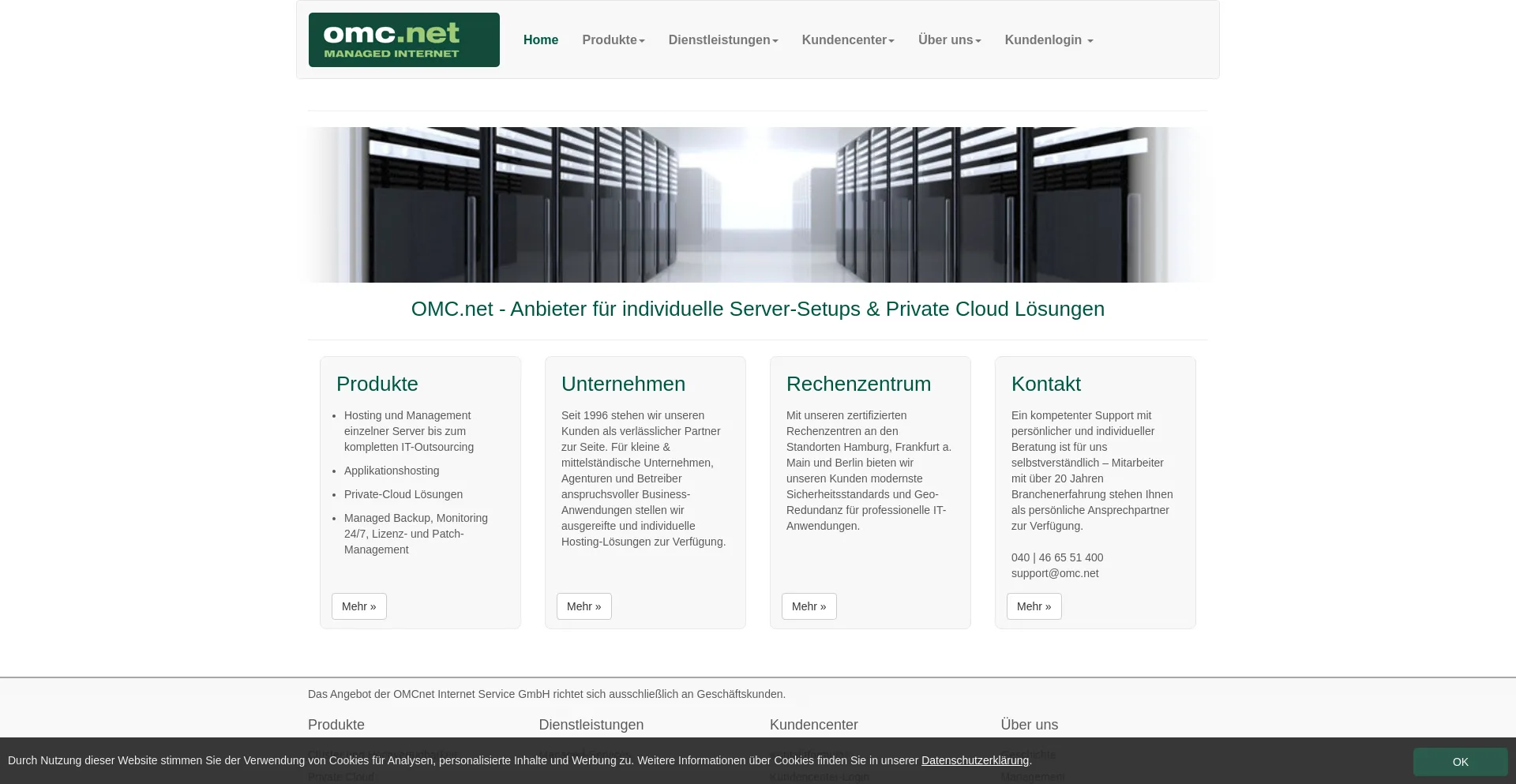 Screenshot of omc.net homepage