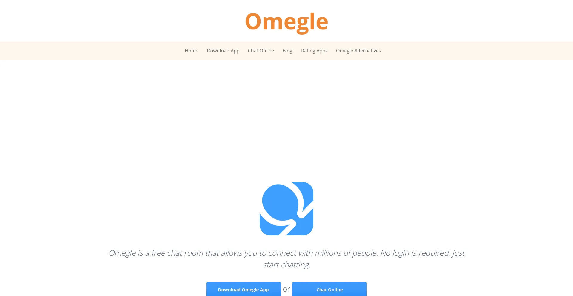 Screenshot of omegle.onl homepage