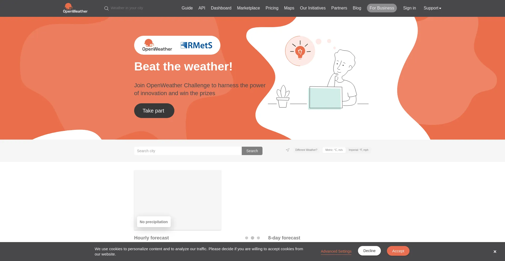 Screenshot of openweathermap.org homepage