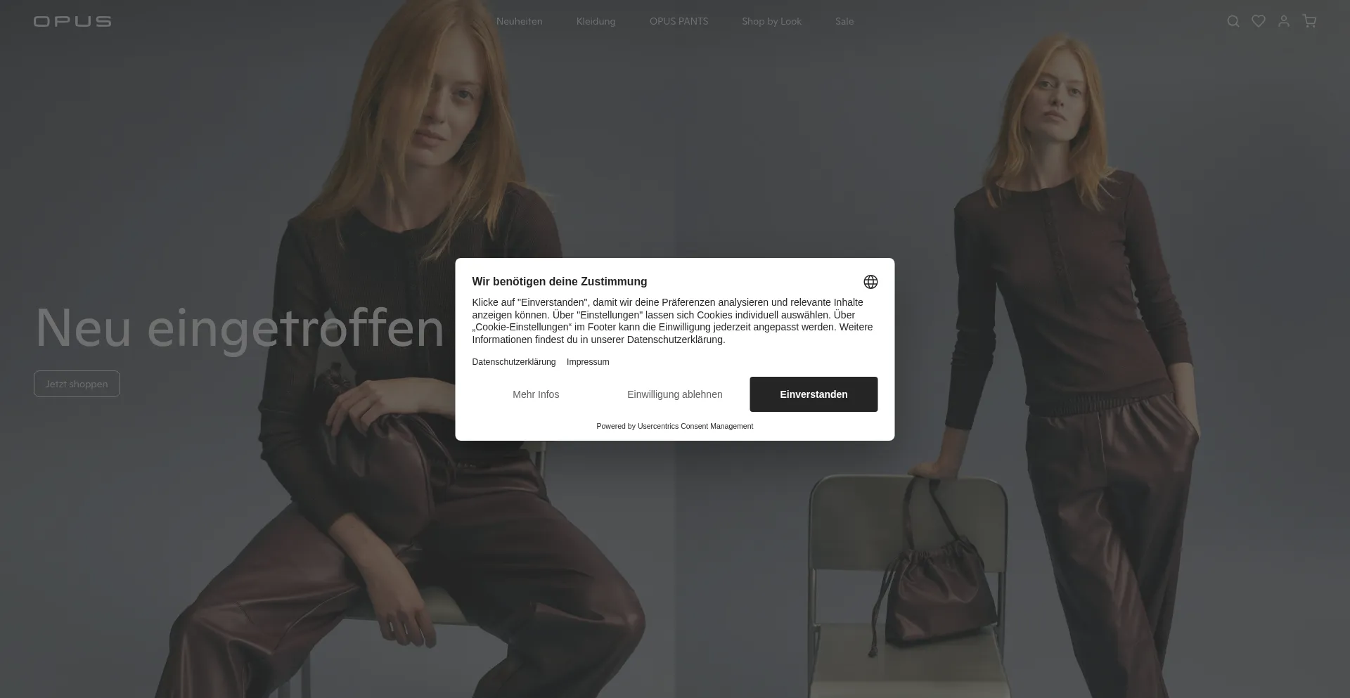 Screenshot of opus-fashion.com homepage