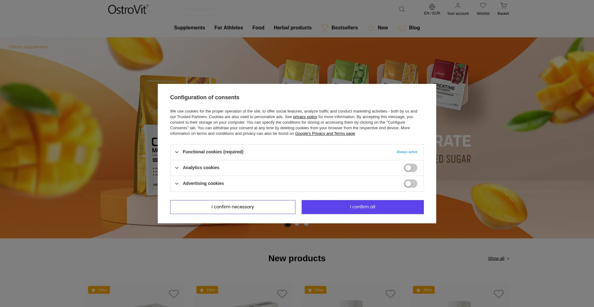 Screenshot of ostrovit.com homepage