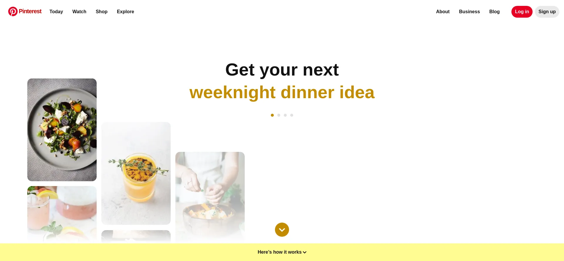 Screenshot of pinterest.com homepage
