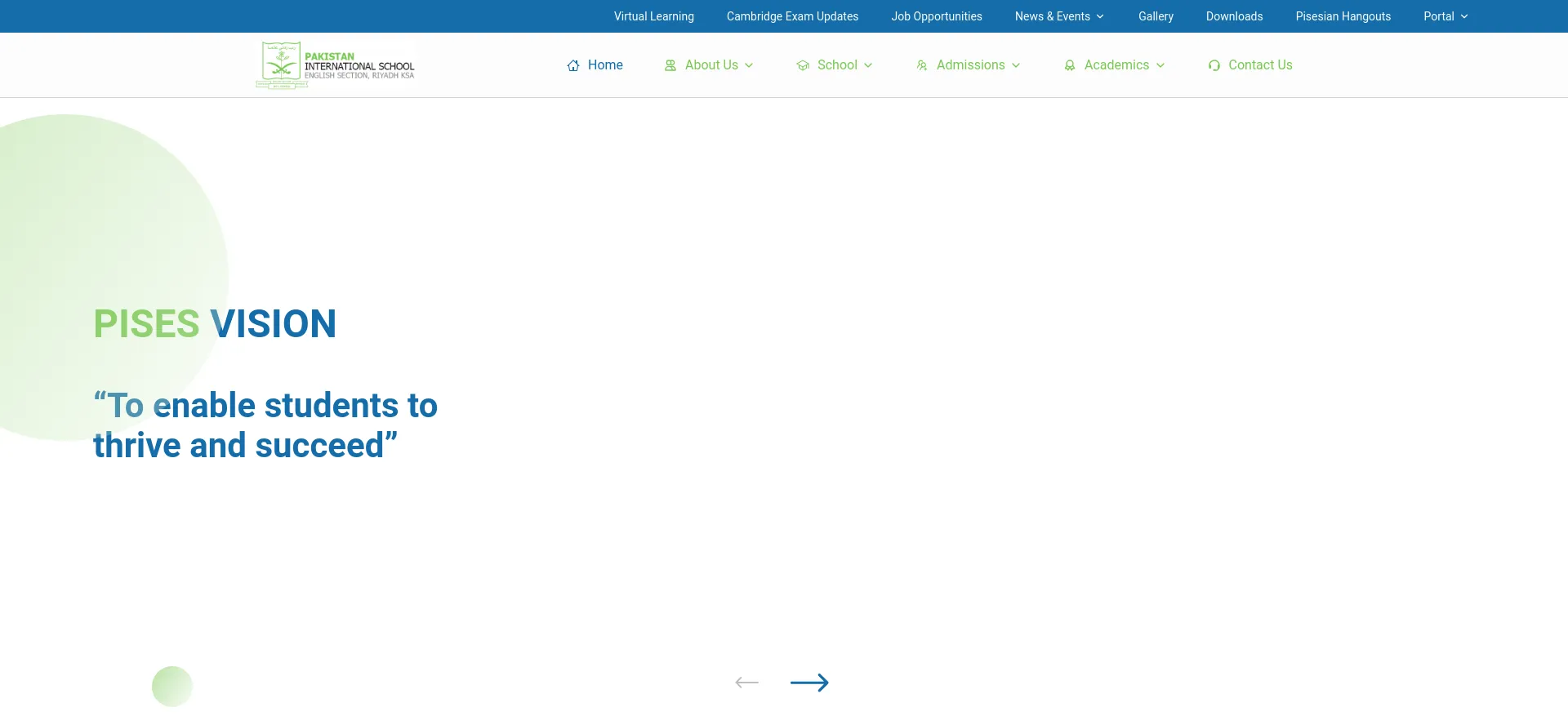 Screenshot of pises.edu.sa homepage